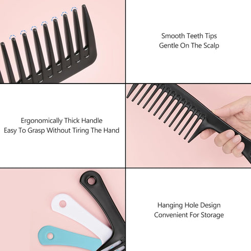 Wide Tooth Comb & Large Hair Detangling Comb, Durable Hair Brush for Styling and Professional Hair Care, Suitable for Curly Hair, Long Hair, Wet H...