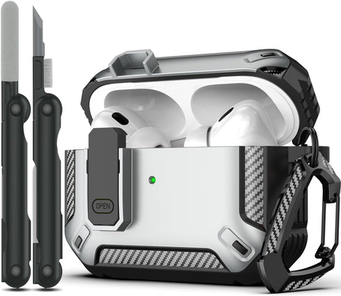 AirPods Pro 2nd Gen Case with Cleaning Kit, Military Hard Case Protective Armor with Lock, for AirPod Gen 2 Charging Case (2023/2022/2019, 2nd Gen...