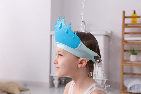 Baby Shower Cap Shield, Baby bath set shower cap/water cup/massage brush,Visor Hat for Eye and Ear Protection for 0-9 Years Old Children,Cute Crow...