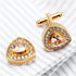 V & L Gold Crystal Cuff links Yellow – Fancy Unique Elegant Sparkling Luxury Gem Stone Cufflinks for men in Triangle - Perfect for Wedding, Formal...