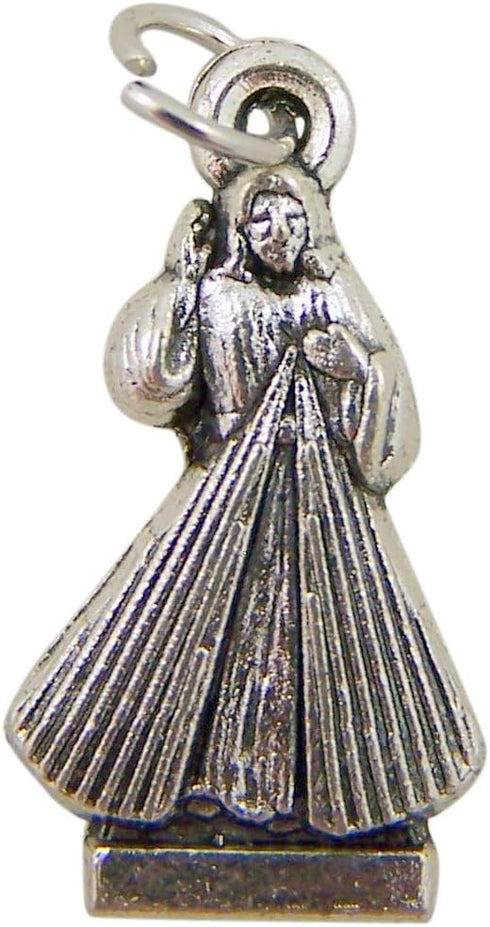 Religious Silver Toned Base Assorted Devotional Charm Pendant Medal, 7/8 Inch, Set of 6...
