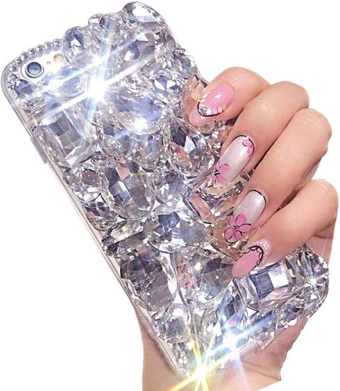 LCHDA Bling Diamond Case for Samsung Galaxy S8, Glitter Clear Crystal Full Diamonds Luxury Sparkle Transparent Rhinestone Bumper Protective Phone ...