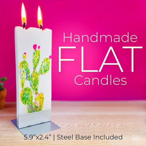 Handmade Flat Candle - Jack-O'-Lantern Haunted House | Hand Painted, Unscented Decorative Candles | Drip-Resistant & Smoke-Free 2 Wick Candle for ...