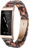Resin Band Compatible with Fitbit Charge 4,Charge 3/3 SE,Women Men Resin Accessory Rose Gold Buckle Band Wristband Strap Blacelet...