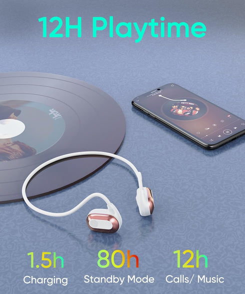 Premium Open Ear Air Conduction Headphones, Bluetooth 5.3 Wireless Earphones with Microphone, Stereo Sound Waterproof Sweatproof Sport Headsets fo...