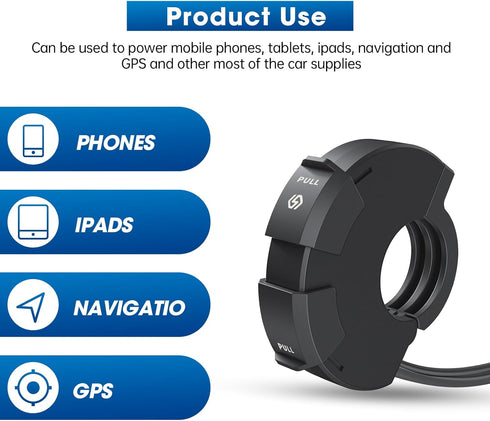 Motorcycle Phone Charger Fast Charge 18W USB 30W Type-C PD Quick Charger SAE to USB Adapter IP65 Waterproof Phone Charger for Phones Tablets GPS...