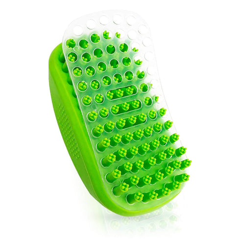 Pet Bath Massage Brush - Premium Cat and Dog Bath Brush Scrubber with Removable Cover - Soft Bristle Silicone Dog Brush for Short & Long Haired Pe...