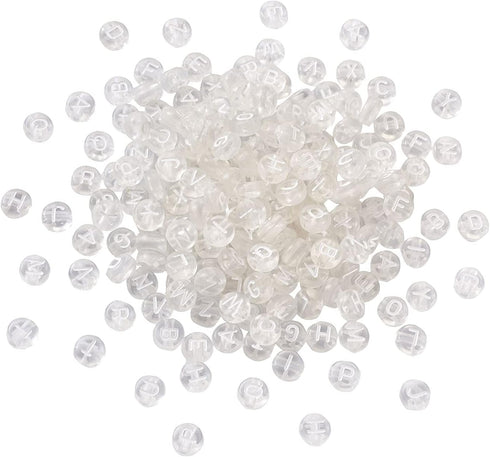 FASHEWELRY 370Pcs Acrylic Flat Round Letter Beads 7x4mm Transparent Alphabet A-Z Spacer Beads for DIY Necklace Bracelet Jewelry Making (Clear)...