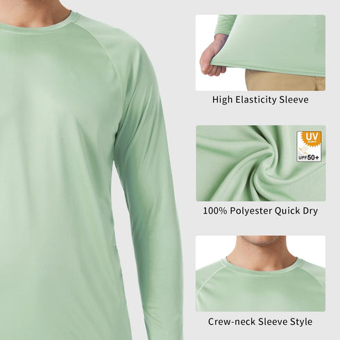 Men's UPF 50+ Rash Guard Swim Shirt Long Sleeve Moisture Wicking Quick Dry Lightweight Wrinkle-resistant Fishing Running, Cameo Green, X-Large...