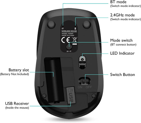 Ergonomic Bluetooth Mouse and Mouse Pad for Laptop, Silent Mouse with 3-Levels DPI, USB Nano Receiver for Android PC Notebook Computer Mac-Black...