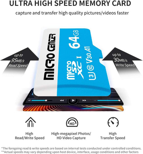 Micro Center 64GB microSDXC Card 2 Pack, Nintendo-Switch Compatible Micro SD Card, UHS-I C10 U3 V30 4K UHD Video A1 R/W Speed up to 95/30 MB/s Fla...