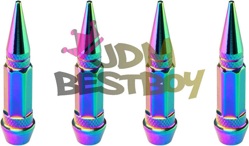4PCs Neo Chrome Long Spike Tire Valve Stem Caps Metal Thread Wheel Tires TVC28...