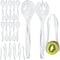 Disposable Plastic Serving Utensils - Set of 18 Clear Buffet Serving Utensils, 6 Each 6" Serving Tongs, 10” Serving Spoons, 10” Serving Forks, Par...