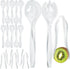 Disposable Plastic Serving Utensils - Set of 18 Clear Buffet Serving Utensils, 6 Each 6" Serving Tongs, 10” Serving Spoons, 10” Serving Forks, Par...