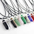 Bullet Shape Gemstone Choker Necklace Hexagonal Pointed Reiki Chakra Pendant Leather Necklace Bohemian Jewelry for Women...