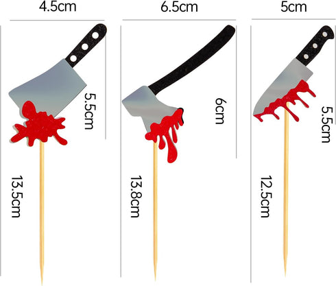 60Pcs Halloween Cupcake Toppers,Glitter Horror Blood Knife Cupcake Picks Killer Cake Decorations for Halloween Party Supplies,Blood Knife Style...