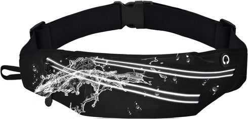 Running Belt for Men Women Waterproof Fanny Pack Crossbody Running Waist Bag Packs Running Pouch with 2 Pockets Elastic Running Belt Bag with Cell...