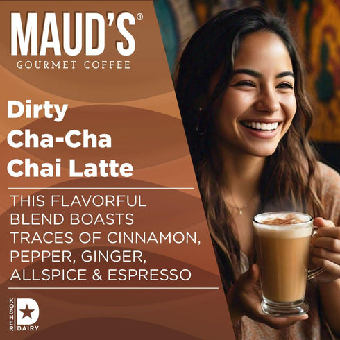 Maud's Espresso Chai Tea Pods Single Serve, 18ct | Dirty Cha-Cha Chai Tea Latte K Cups | 100% California Blended Tea Leaves | Recyclable Pods Sola...
