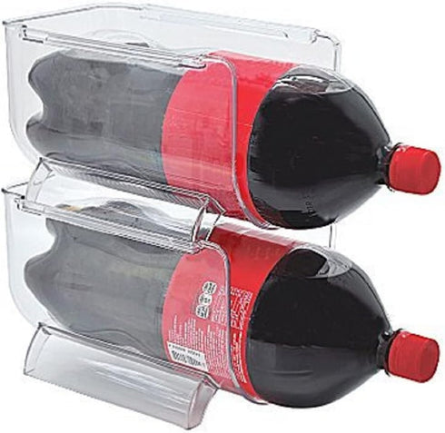 Dependable Industries inc. Essentials Stackabale Fridge & Freezer Safe Soda Bottle Holder Space Saver Pantry, Countertops and Cabinets - Holds 2-L...