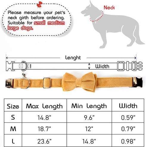 Dog Bowtie Collars, Cute Soft Velvet Dog Collar with Bow Tie, Safety Metal Buckle, Adjustable Collars for Boy and Girl Dogs Pets....