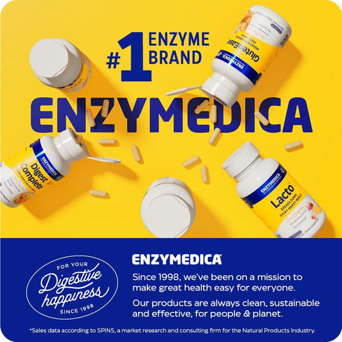 Enzymedica GlutenEase, Digestive Enzymes for Food Intolerance, Support for Hidden Gluten & Cross-Contamination, Offers Fast Acting Gas & Bloating ...