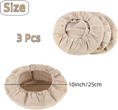3Pcs Bread Proofing Basket Cloth Liner Linen Liner Cloth Dough Basket Cover for Bakery Home Baking (10 Inch)...