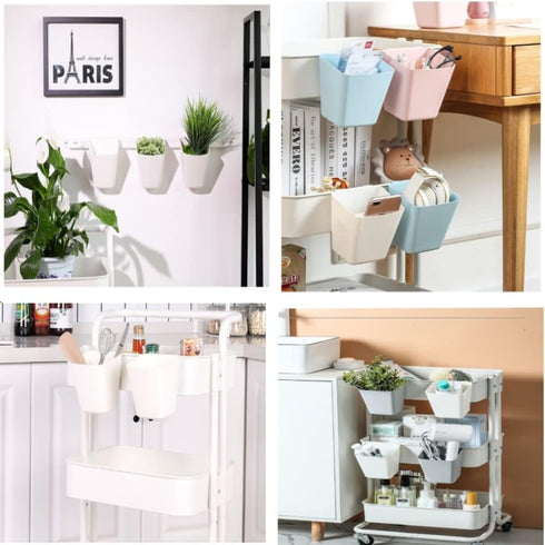 6 Pack Hanging Cup Holders, Wall Organizers, Rolling Cart Accessories Hanging Pen Holders Storage Containers Hanging Buckets for Home Decor Office...