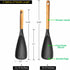 Cooking Spoon for Nonstick Cookingwares with Lengthed Wooden Handle, VOVOLY Silicone Spatula Spoon for Mixing, Scoop, and Scrape, Black, 13.4''...