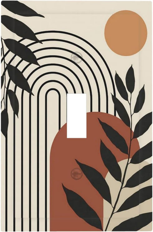 Abstract Boho Mid Century Single Toggle Light Switch Plate Decorative 1 Gang Wall Plate Cover Electrical Switchplate Faceplate for Home Wall Panel...