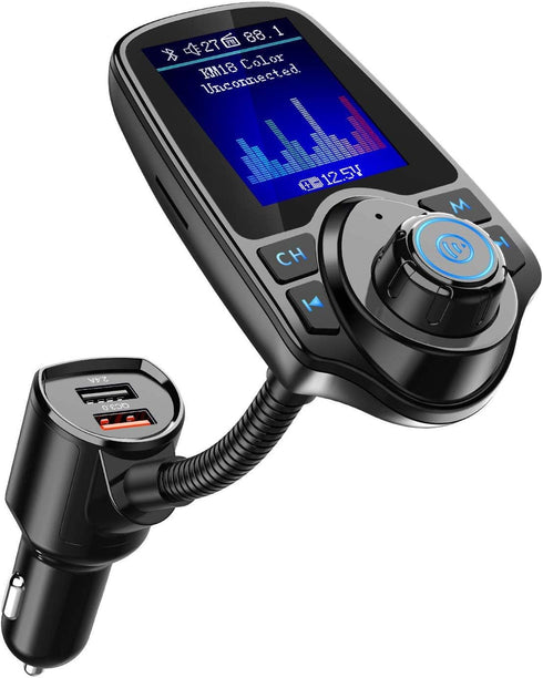Nulaxy Wireless In-Car Bluetooth FM Transmitter Radio Adapter Car Kit W 1.8 Inch Display Supports TF/SD Card and USB Car Charger for All Smartphon...