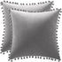 DEZENE Decorative Pillow Cases 22x22 Light-Grey: 2 Pack Cozy Soft Pom-poms Velvet Square Throw Pillow Covers for Farmhouse Home Decor...
