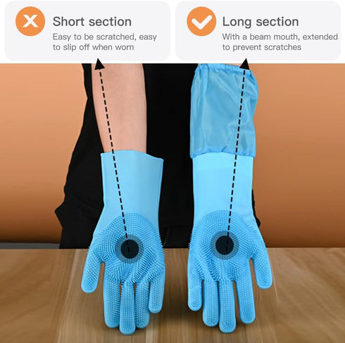Long Sleeve Silicone Pet Grooming Gloves Cat Bathing Gloves Dog Massaging Gloves Pet Hair Removal Gloves Pet Shampoo Gloves for Kitchen, Bathroom ...