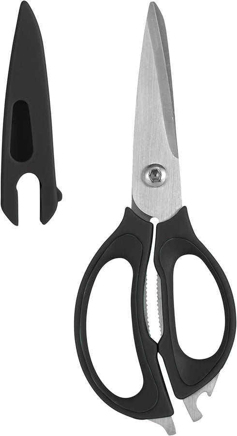 Farberware 4 in 1 Multipurpose Stainless Steel Kitchen Scissors with Blade Cover, Black...