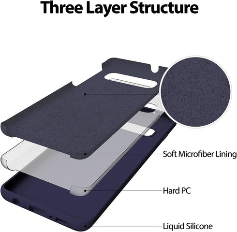 GOOSPERY Liquid Silicone Case for Samsung Galaxy S10 Plus (2019) 6.4 inch Jelly Rubber Bumper Case with Soft Microfiber Lining - Blue Navy...