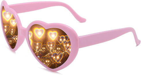 Dollger Heart Sunglasses Heart Effect Diffraction Glasses Festival Accessories Party Rave Lights Glasses Love Gift...
