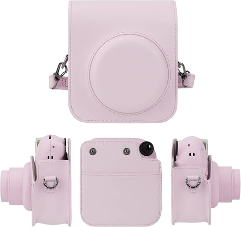 Camera Case Compatible with Fujifilm Instax Mini 12 Instant Camera with Adjustable Strap and Pocket (Pink)...