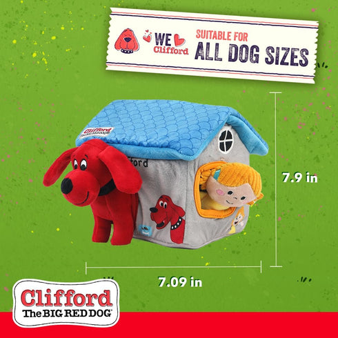 Clifford® Cozy House Puzzle Toys for Dogs | Hide and Seek Mentally Stimulating Toys for Dogs | 7.9" Plush Dog Toy, Extra Characters, Squeakers, Cr...