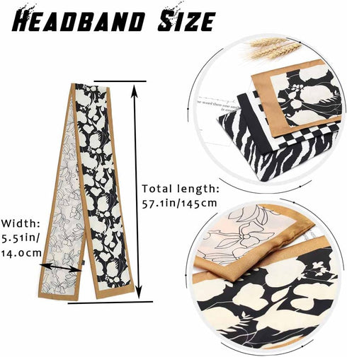 Woeoe Women's Silk Head Edge Wrap Red Satin Laying Scarves Long Lace Headband Scarf Pattern Silky Hair Wrapping(Pack of 3)...