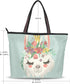 Shoulder Bag Cute Llama Flower Printing Handbag Totes Purses for Women...