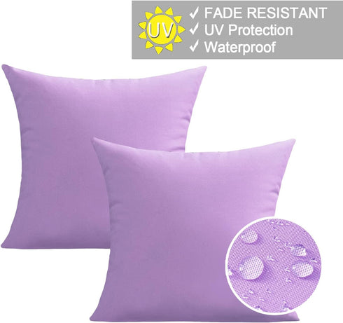 Outdoor Waterproof Throw Pillow Covers 16X16 Set of 2 Decorative Purple Patio Furniture Cushion Cases Outside Decor for Couch Garden Bench Porch...