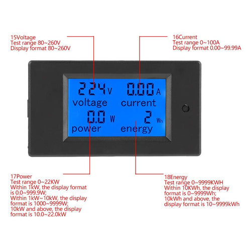 PZEM-061 LCD Voltage Current Power Energy Panel Meter Backlight Digital Display Coil Transformer 100A AC80-260V + CT...