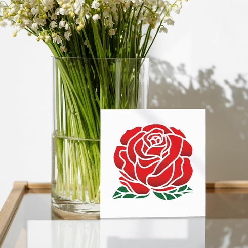 4pcs Rose Flower Stencils 6~11.8inch 4 Sizes Blooming Roses Stencils for Painting with Paint Brush Reusable Love Heart Floral Stencil for DIY Art ...