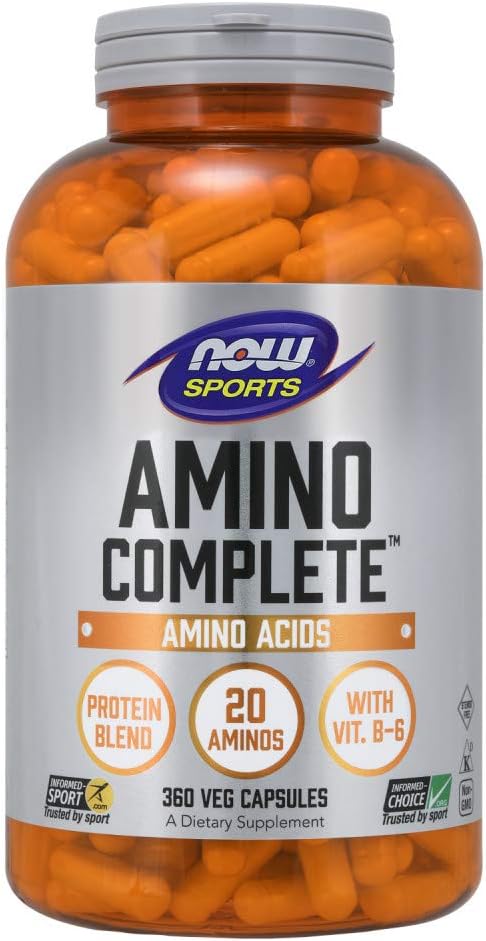 NOW Sports Nutrition, Amino Complete™, Protein Blend With 21 Aminos and B-6, 360 Veg Capsules...