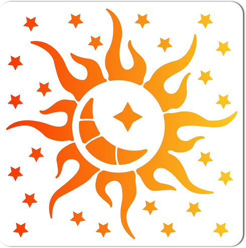 GORGECRAFT Large Sun and Moon Stencils 12x12 Inch Reusable Star Stencil Template Signs Home Wall Decor for Painting on Wood Wall Scrapbook Card Fl...