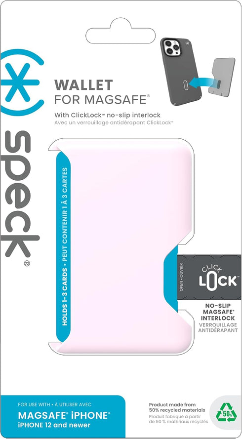 Speck iPhone Wallet MagSafe Accessory - Removable ClickLock No-Slip Interlock - Holds 1-3 Cards - Soft Touch Finish, Scratch Resistant Card Holder...