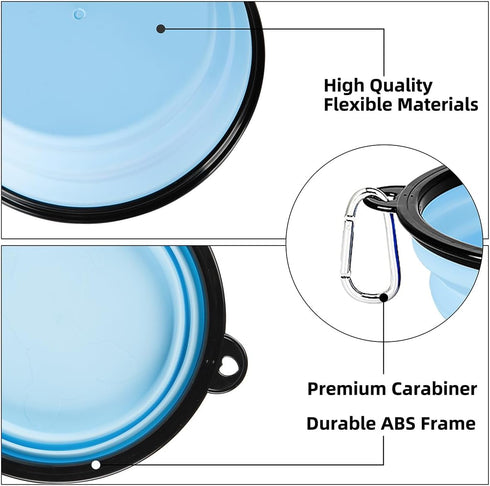 Kytely Collapsible Dog Bowls Large (1000ml), 2Pack Foldable Dog Travel Bowls, Portable Dog Water Food Bowl with Clasp (Lavender+Sky Blue)...