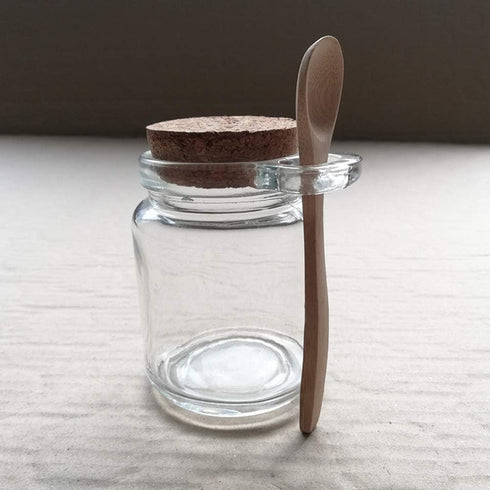 1Pcs 250ml/8.5oz Empty Clear Glass Jam Jar with Cork and Spoon Multipurpose Honey Candy Coffee Bath Salts Storage Canister Can Pot Tin Bottle Cont...