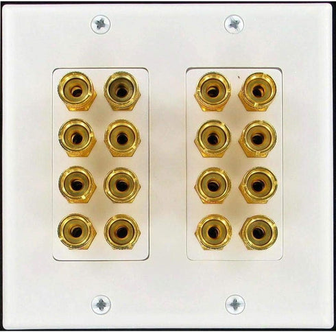 Speaker Wall Plate 16 Post for 8 Speakers and Color Coded for Home Theater System Dolby Audio Sound Our Speaker Wall Plates Provide an Easy Profes...