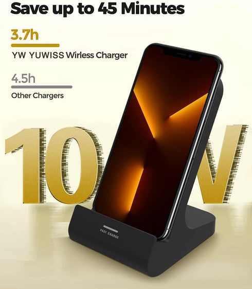 Wireless Charger YW YUWISS Wireless Phone Charger Stand 10W Max Compatible with Apple iPhone 14 13 12/12 Pro Max/ 11Pro/11Pro Max/XR/XS Max/XS/X/8...