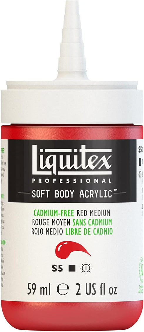 Liquitex Professional Soft Body Acrylic Paint, 59ml (2-oz) Bottle, Cadmium-Free Red Medium...